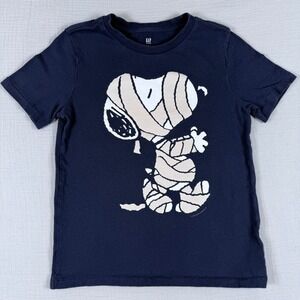 GAP Kids‎ T-Shirt Snoopy Halloween Size Small Peanuts Two Sided Graphic Tee Blue